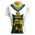 Personalised Tasmania Oztag Mascot Rugby Jersey Green White Stripe Australian Flag Mascot