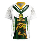 Personalised Tasmania Oztag Mascot Rugby Jersey Green White Stripe Australian Flag Mascot