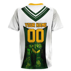 Personalised Tasmania Oztag Mascot Rugby Jersey Green White Stripe Australian Flag Mascot