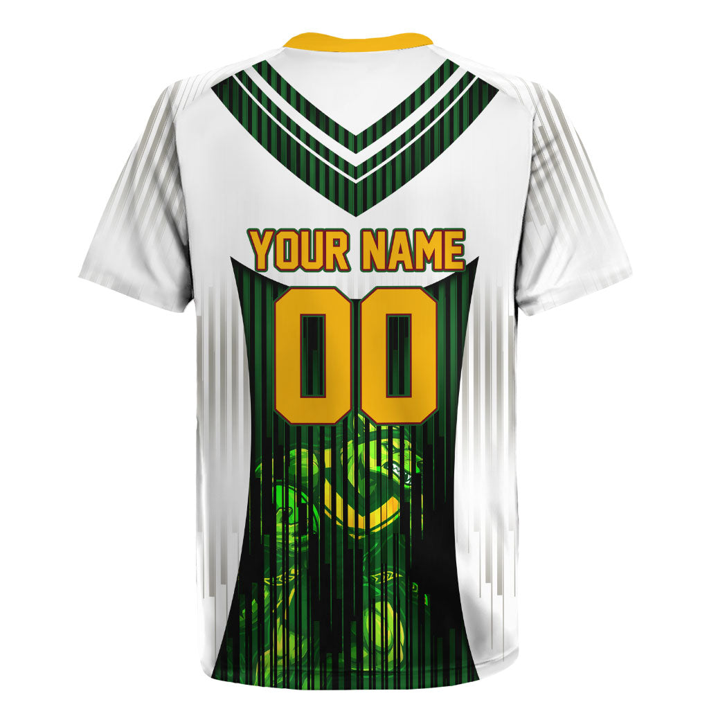 Personalised Tasmania Oztag Mascot Rugby Jersey Green White Stripe Australian Flag Mascot