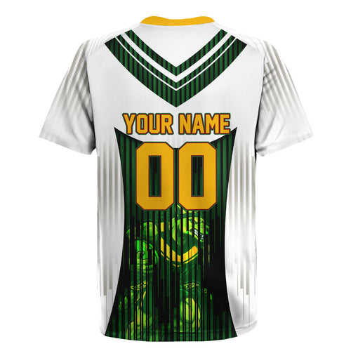 Personalised Tasmania Oztag Mascot Rugby Jersey Green White Stripe Australian Flag Mascot
