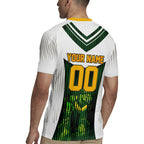 Personalised Tasmania Oztag Mascot Rugby Jersey Green White Stripe Australian Flag Mascot
