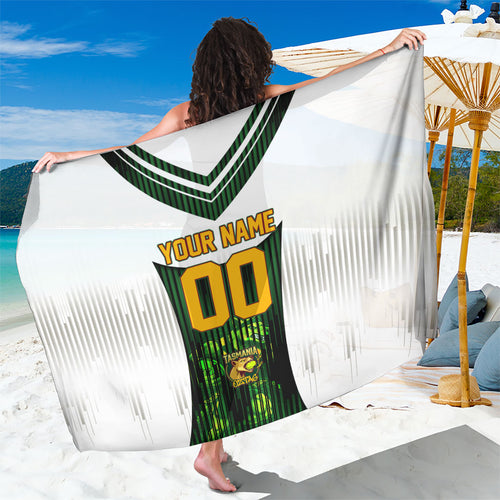 Personalised Tasmania Oztag Mascot Sarong Green White Stripe Australian Flag Mascot