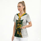 Personalised Tasmania Oztag Mascot Scrub Top Green White Stripe Australian Flag Mascot