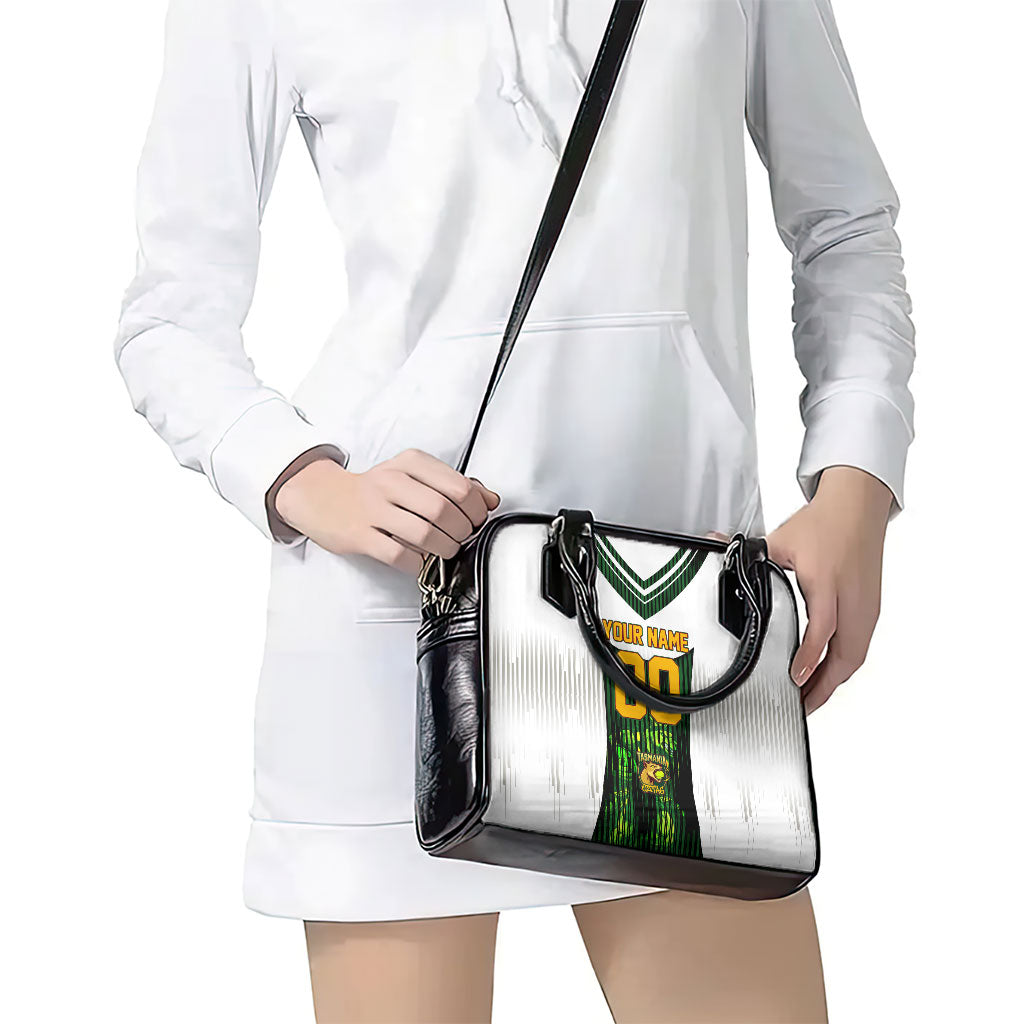 Personalised Tasmania Oztag Mascot Shoulder Handbag Green White Stripe Australian Flag Mascot