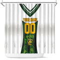 Personalised Tasmania Oztag Mascot Shower Curtain Green White Stripe Australian Flag Mascot