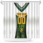Personalised Tasmania Oztag Mascot Shower Curtain Green White Stripe Australian Flag Mascot