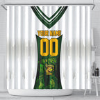 Personalised Tasmania Oztag Mascot Shower Curtain Green White Stripe Australian Flag Mascot
