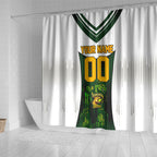 Personalised Tasmania Oztag Mascot Shower Curtain Green White Stripe Australian Flag Mascot
