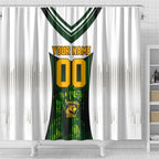 Personalised Tasmania Oztag Mascot Shower Curtain Green White Stripe Australian Flag Mascot