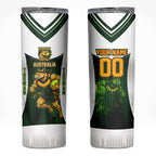 Personalised Tasmania Oztag Mascot Skinny Tumbler Green White Stripe Australian Flag Mascot