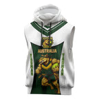 Personalised Tasmania Oztag Mascot Sleeveless Hoodie Green White Stripe Australian Flag Mascot