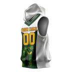 Personalised Tasmania Oztag Mascot Sleeveless Hoodie Green White Stripe Australian Flag Mascot