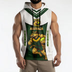 Personalised Tasmania Oztag Mascot Sleeveless Hoodie Green White Stripe Australian Flag Mascot
