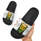 Personalised Tasmania Oztag Mascot Slide Sandals Green White Stripe Australian Flag Mascot