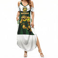 Personalised Tasmania Oztag Mascot Summer Maxi Dress Green White Stripe Australian Flag Mascot
