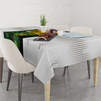 Personalised Tasmania Oztag Mascot Tablecloth Green White Stripe Australian Flag Mascot