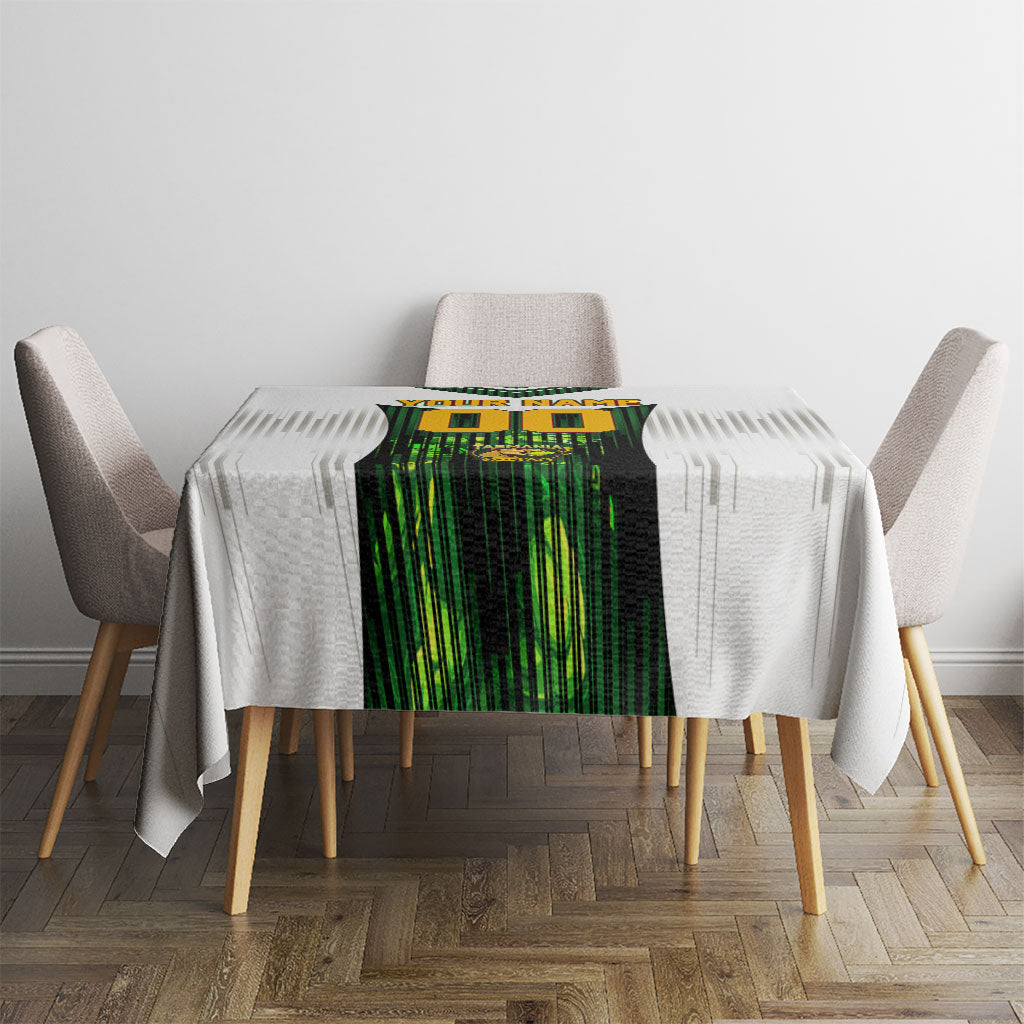 Personalised Tasmania Oztag Mascot Tablecloth Green White Stripe Australian Flag Mascot