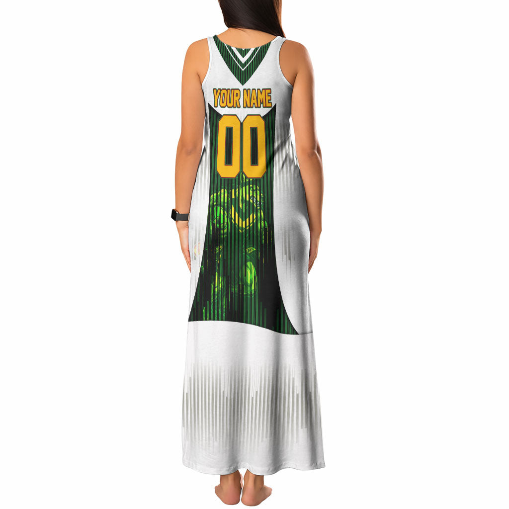 Personalised Tasmania Oztag Mascot Tank Maxi Dress Green White Stripe Australian Flag Mascot