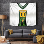 Personalised Tasmania Oztag Mascot Tapestry Green White Stripe Australian Flag Mascot