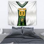 Personalised Tasmania Oztag Mascot Tapestry Green White Stripe Australian Flag Mascot