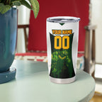 Personalised Tasmania Oztag Mascot Tumbler Cup Green White Stripe Australian Flag Mascot