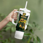 Personalised Tasmania Oztag Mascot Tumbler With Handle Green White Stripe Australian Flag Mascot