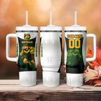 Personalised Tasmania Oztag Mascot Tumbler With Handle Green White Stripe Australian Flag Mascot