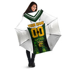 Personalised Tasmania Oztag Mascot Umbrella Green White Stripe Australian Flag Mascot