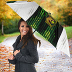 Personalised Tasmania Oztag Mascot Umbrella Green White Stripe Australian Flag Mascot