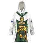 Personalised Tasmania Oztag Mascot Wearable Blanket Hoodie Green White Stripe Australian Flag Mascot