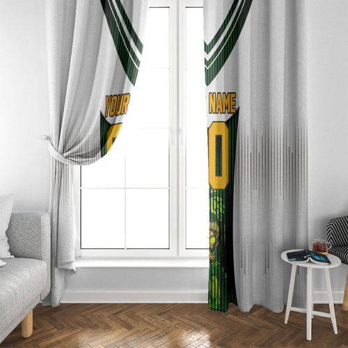Personalised Tasmania Oztag Mascot Window Curtain Green White Stripe Australian Flag Mascot