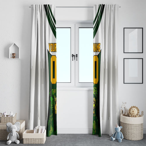 Personalised Tasmania Oztag Mascot Window Curtain Green White Stripe Australian Flag Mascot