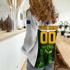 Personalised Tasmania Oztag Mascot Women Casual Shirt Green White Stripe Australian Flag Mascot