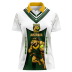 Personalised Tasmania Oztag Mascot Women Polo Shirt Green White Stripe Australian Flag Mascot