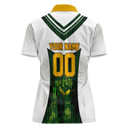 Personalised Tasmania Oztag Mascot Women Polo Shirt Green White Stripe Australian Flag Mascot