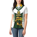 Personalised Tasmania Oztag Mascot Women Polo Shirt Green White Stripe Australian Flag Mascot