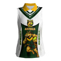 Personalised Tasmania Oztag Mascot Women Sleeveless Polo Shirt Green White Stripe Australian Flag Mascot