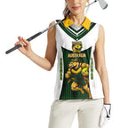 Personalised Tasmania Oztag Mascot Women Sleeveless Polo Shirt Green White Stripe Australian Flag Mascot
