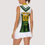 Personalised Tasmania Oztag Mascot Women Sleeveless Polo Shirt Green White Stripe Australian Flag Mascot