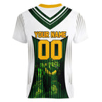 Personalised Tasmania Oztag Mascot Women V-Neck T-Shirt Green White Stripe Australian Flag Mascot