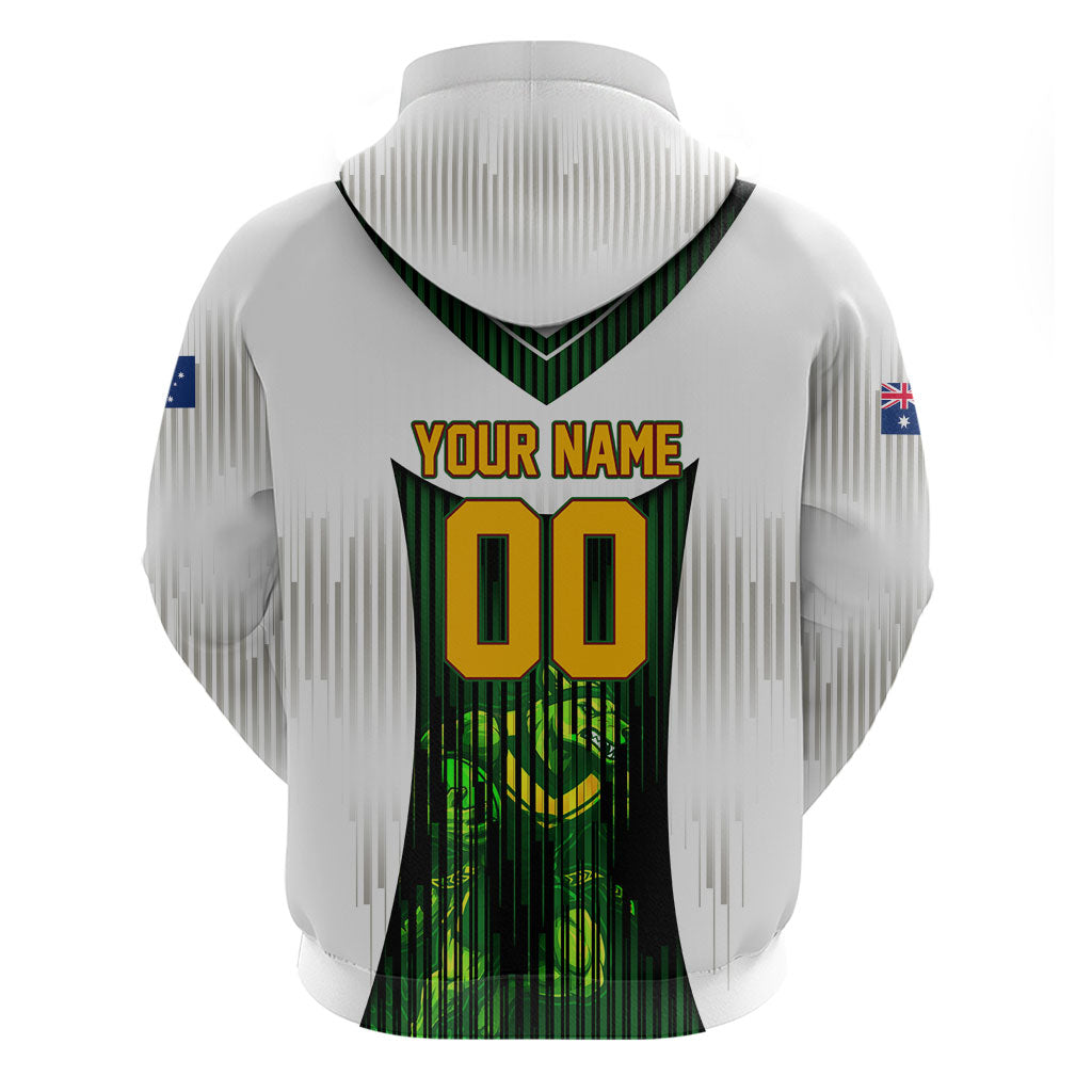Personalised Tasmania Oztag Mascot Zip Hoodie Green White Stripe Australian Flag Mascot