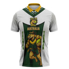 Personalised Tasmania Oztag Mascot Zipper Polo Shirt Green White Stripe Australian Flag Mascot