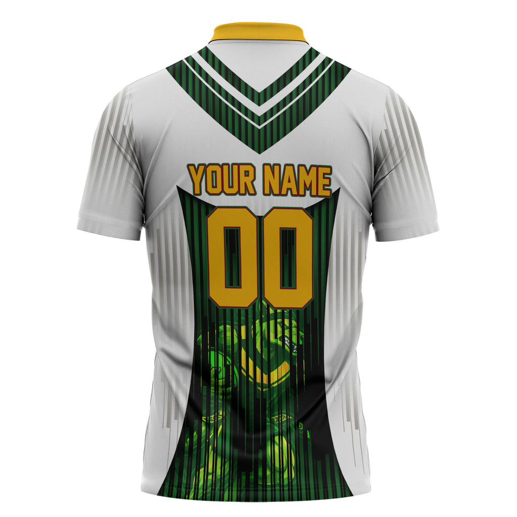 Personalised Tasmania Oztag Mascot Zipper Polo Shirt Green White Stripe Australian Flag Mascot