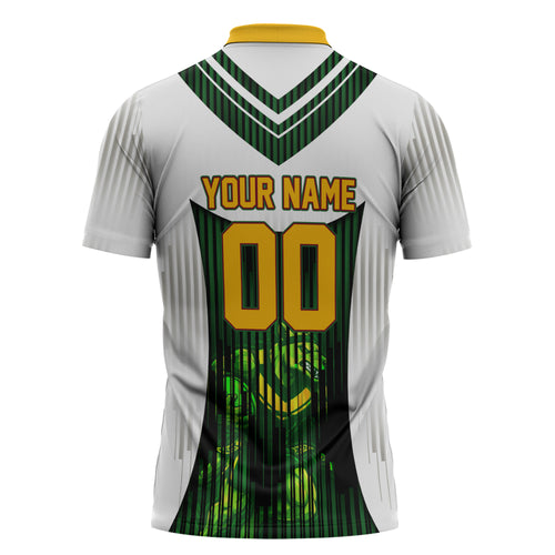 Personalised Tasmania Oztag Mascot Zipper Polo Shirt Green White Stripe Australian Flag Mascot