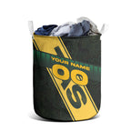 Personalised Tasmania Oztag Laundry Basket Black Gold Aboriginal Pattern