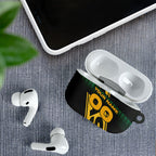 Personalised Tasmania Oztag AirPods Case Black Gold Aboriginal Pattern