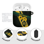 Personalised Tasmania Oztag AirPods Case Black Gold Aboriginal Pattern