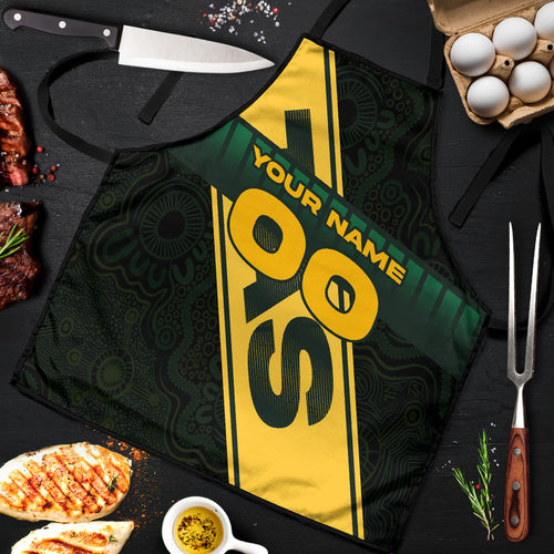 Personalised Tasmania Oztag Apron Black Gold Aboriginal Pattern