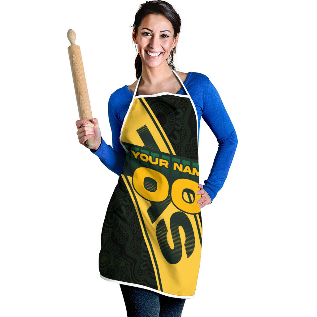 Personalised Tasmania Oztag Apron Black Gold Aboriginal Pattern